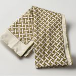 70s Vintage Scarf Italian Silk Wool Reversible Basketweave Print Cream Brown Photo 3