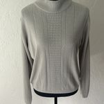 Cozy gray cable knit mock neck sweater Size M Photo 1