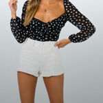 Princess Polly  Camina Floral Long Sleeve Crop Top in Black & White Size S Photo 0