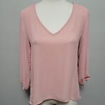 American Dream  pink chiffon bubble sleeve blouse size small Photo 0