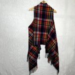 Cashmere Feel Woven Plaid Scarf Vest Blue Photo 4
