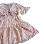 Free People Lala Dawn Rose Pink Lace Mini Dress Cutout Tie Front Size Medium NWT Photo 4