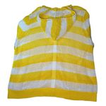 Quacker Factory  Swimsuit Cover Up Crochet Sweater White Yellow Stripe Knit Sz 3X Photo 3