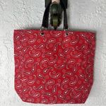 Neiman Marcus Red Paisley Bandanna Print Farmhouse Country Tote Bag Photo 4