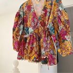 Kika Vargas Anemone Floral Scallop Edge Wrap Top in Multicolor Size S Yellow Photo 8