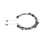 Hand Wired Bracelet with Stained Glass, Crystals and Painted Glass on Bangle Black Photo 2