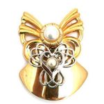 Handcrafted Artisan Jane Signed 1997 Aol Angel Pearl Head & Heart Gold Photo 0
