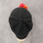 Black Floral Multi Color Cable Knit Crochet Cozy Cottage Beanie Hat Cap OS Photo 4