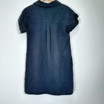 J.Crew J. Crew Size S Gauzy Brushed Cotton Split V Neck Roll Sleeve Black Mini Dress Photo 2