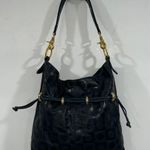 Andre Oliver Navy Blue Shoulder Bag with Snap Closure Gold Photo 9