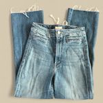 MOTHER laced hustler women’s Blue Ankle Cropped Jeans w Distressed Details sz 24 Photo 4