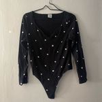 PINK - Victoria's Secret PINK Victoria’s Secret Black Daisy Long Sleeve Thong Bodysuit Women’s Size Large Photo 10