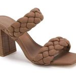 Women's Braided Heeled Sandals Backless Square Open Toe Block Slide Sandals Size 8 Photo 0