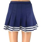 Cheerleading.com Women's Navy Blue White Stripes Pleated A Line Mini Skirt Sz XS Photo 0