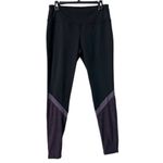 Athletic Works Athleta Long Leggings M Black Heather Eggplant Color Block Sporty Gym Workout Photo 3