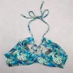 Reel Legends Blue Tropical Shell Tie Swim Sports Bra Beach Bikini Top M Medium Photo 0