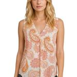 Rose + Olive White & Pink Paisley Print Sleeveless Blouse Size Small Photo 0