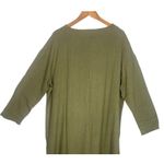 NEW Linen Soft Cotton Kaftan 3/4 Sleeve Loose Casual Maxi Dress L Khaki Green Size L Photo 4