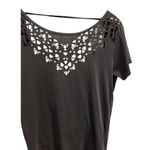 Billabong Top Short Sleeve Twist Back Laser Cut Out Detail Women’s Sz M Gray NWT Photo 1