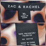 Zac and Rachel  Animal Print Blouse Lace Trim Collared Button Up Shirt Top XL Photo 3