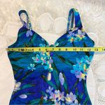 Vintage Mainstream Floral One Piece Swimsuit Size 8 Made in USA Blues Greens Blue Photo 9