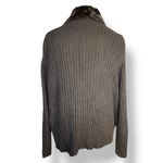 Vintage 90s Tiara Black Faux Fur Wool Knit Zip Jacket Collared Sweater Coat Size XL Photo 5