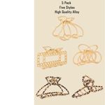 Medium Claw Clips for Thick Hair Metal Gold & Leopard Non Slip Pearl Jaw Clamps Photo 5