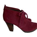 Giani Bernini  Lace Up Ankle Bootie 7.5 Burgundy Suede Leather Block Heel Photo 0