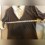 New York And Company  women’s V-neck mock 2 in 1 V-neck brown cable collar in M Photo 5
