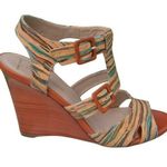 Donald Pliner Couture Hand Painted Multi Color Cork Wedge Shoe Strappy NWT $395 Tan Size 7 Photo 0