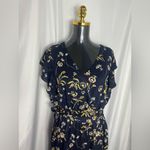 Loft  Floral Dress in Navy Ann Taylor Short sleeve Maxi Size Large NWOT Photo 4