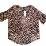 Mango MNG Suit Sheer Blouse Leopard 3/4 Slv Sz 6 Photo 0