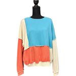 easel Colorblock Crewneck Sweatshirt Blue Coral Cream Cotton Size Small EUC Photo 2