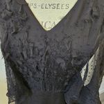 Alberta Ferreti Vintage Black Tissu Fabric Silk sheer feather cape effect sz 4 Photo 10
