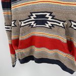 American Eagle  Outfitters Blue Tan Aztec Hooded Pullover Sweater Size Medium Photo 2