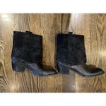 Franco Sarto Boot Size 7 Black A Dart Foldover Leather Suede Bootie Short Ankle Photo 2