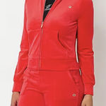 Juicy Couture  Red Velour Track Pants S Gold Logo Y2K Retro Preppy Loungewear Photo 0