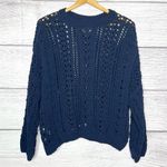 Forever 21 Navy Blue Chunky Open Knit Drop Shoulder Sweater Size Large Photo 6