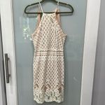 Lulus  Women's Steal a Kiss White Lace Halter Open Back Mini Dress Sz Medium Photo 3