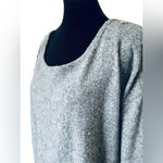 Joie  De Vivre Plus Size Steele Blue Fuzzy Rhinestone Bedazzled Glam Sweater Top Photo 1