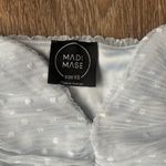 Madi Mase Cropped Long Sleeve White Polka Dot Light Blue Blouse Women’s Size XS Photo 2