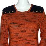 Haiku Sweater Womens Size S Orange Black Marled Knit Crochet Accents Square Neck Photo 4
