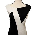 Karen Millen  Colorblock Minimalist Sheath Dress Black White Cap Sleeve Size 8 Photo 3