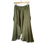 ZARA Tiered Green Animal Print Satin Asymmetrical Skirt Small Whimsy Fairy Flowy Photo 6