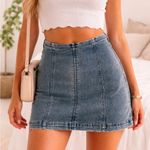Free People  Blue Denim Mini Skirt Photo 0