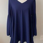 TCEC  Navy Bell Sleeve V Neck Pullover Mini Dress Sz L Photo 0