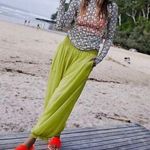 Free People Sashay My Way Solid Pants Bright Lime Photo 0