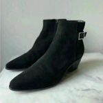 Saint Laurent  Women’s Suede Black Ankle Boots Size‎ 6 Photo 3