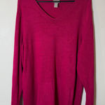 Chico's  Women's Pink‎ V-Neck Long Sleeve Pullover Knit Sweater Size 3 Photo 0