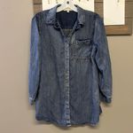 Side Stitch Dark Wash Long Sleeve Lyocell Botton Down Shirt Photo 1